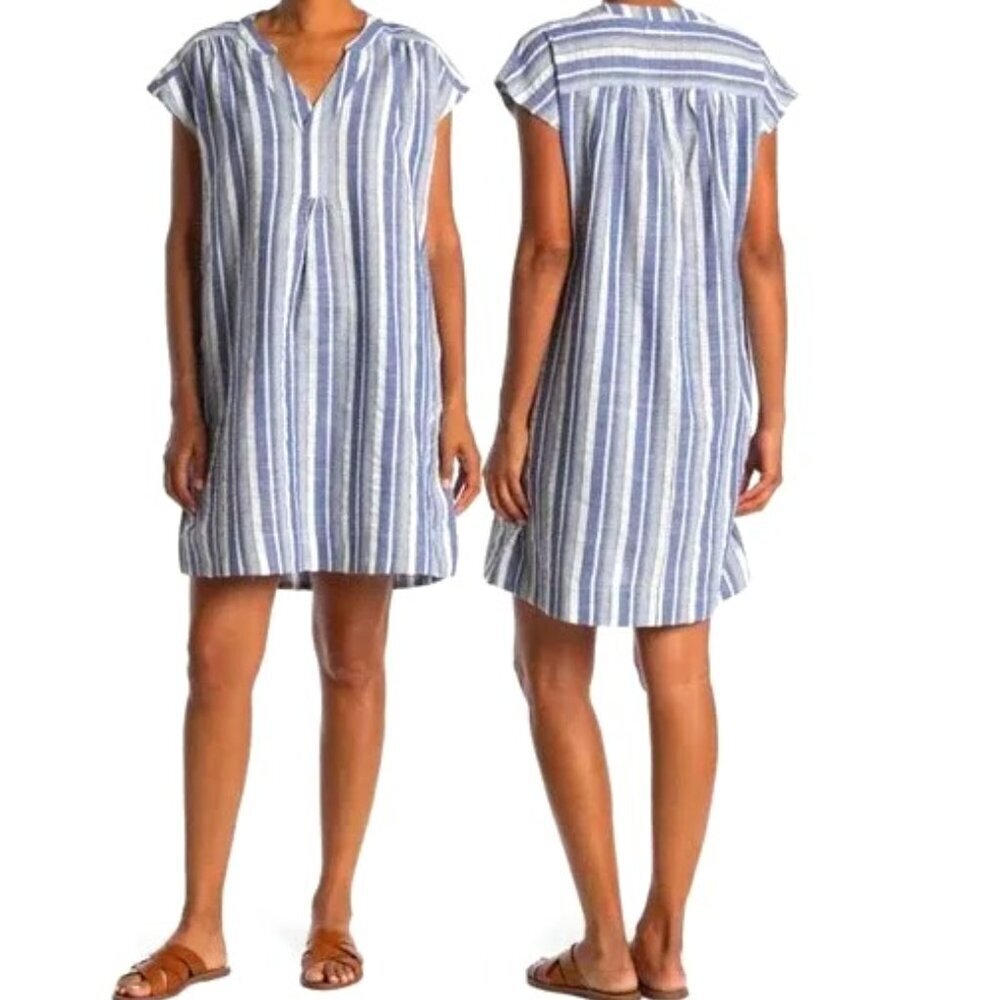 Oversized Stitchdrop Stripe Shift Shirt Dress Boho Beach‎ Pockets Nordstrom